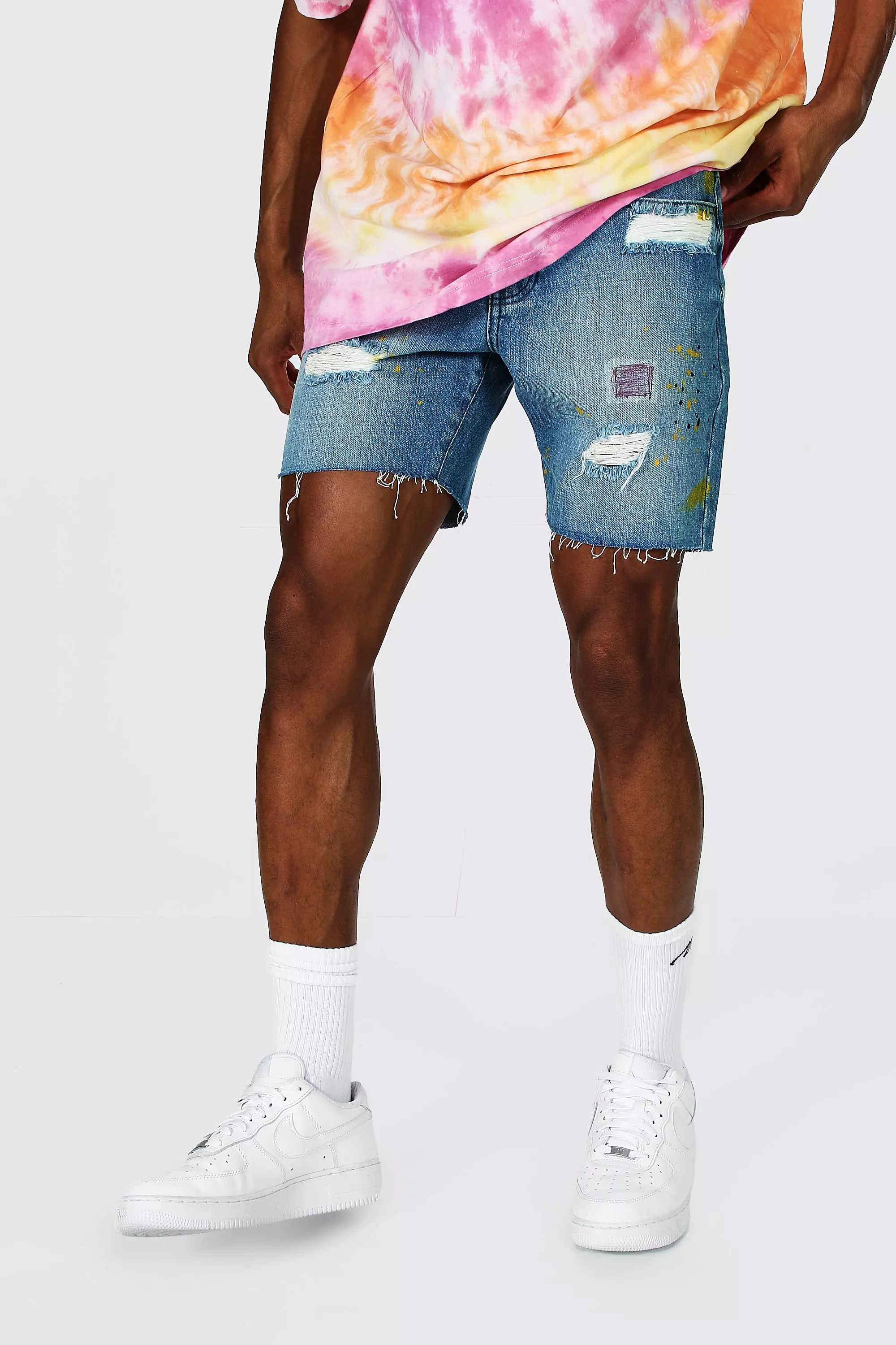 Paint splatter best sale denim shorts